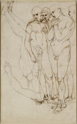 Studie von vier stehenden Männern in einer Pietà